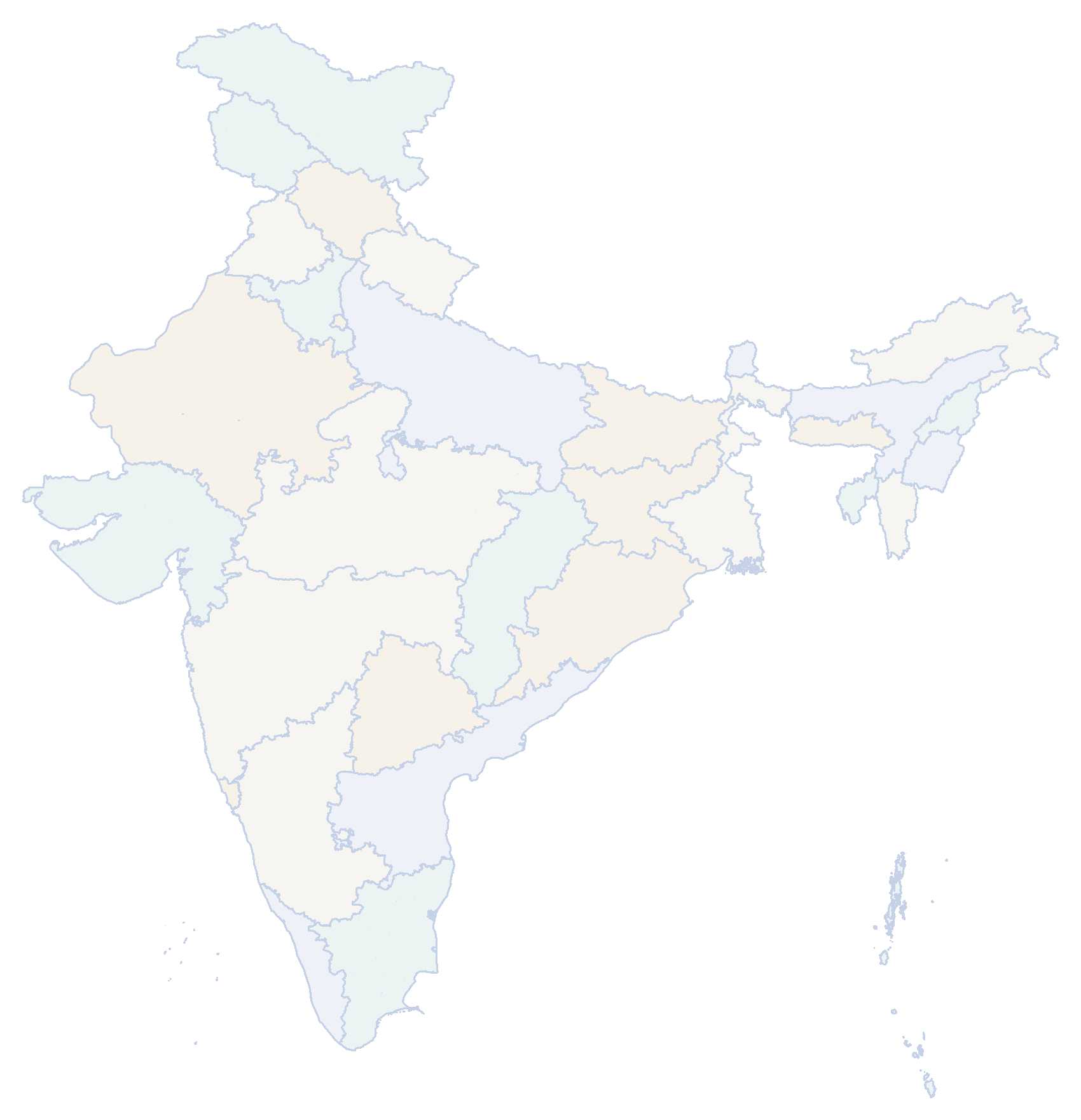 Political map of India showing states served by Spaceffect